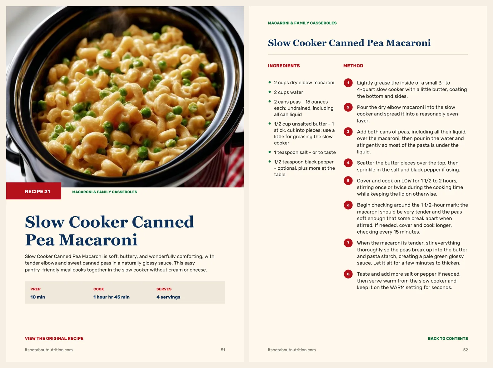 Two more real pages from 40 Slow Cooker Pasta, Casseroles & Noodle Dinners