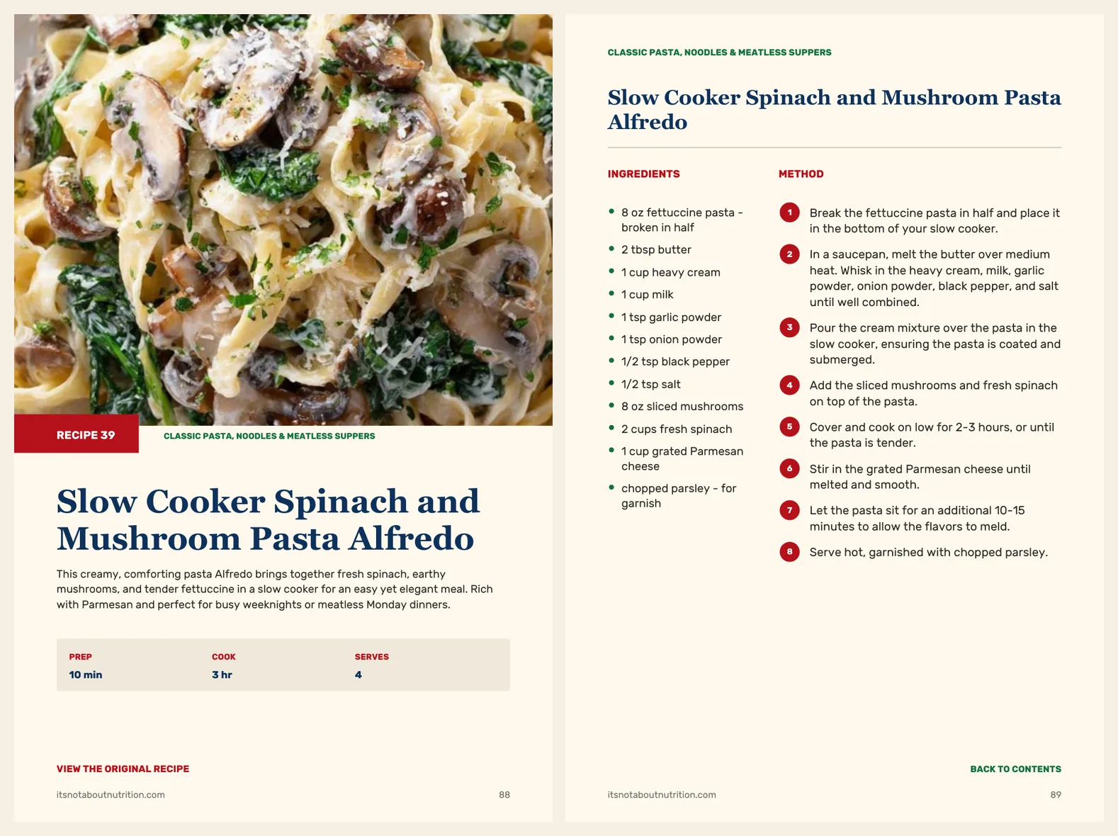 Two more real pages from 40 Slow Cooker Pasta, Casseroles & Noodle Dinners
