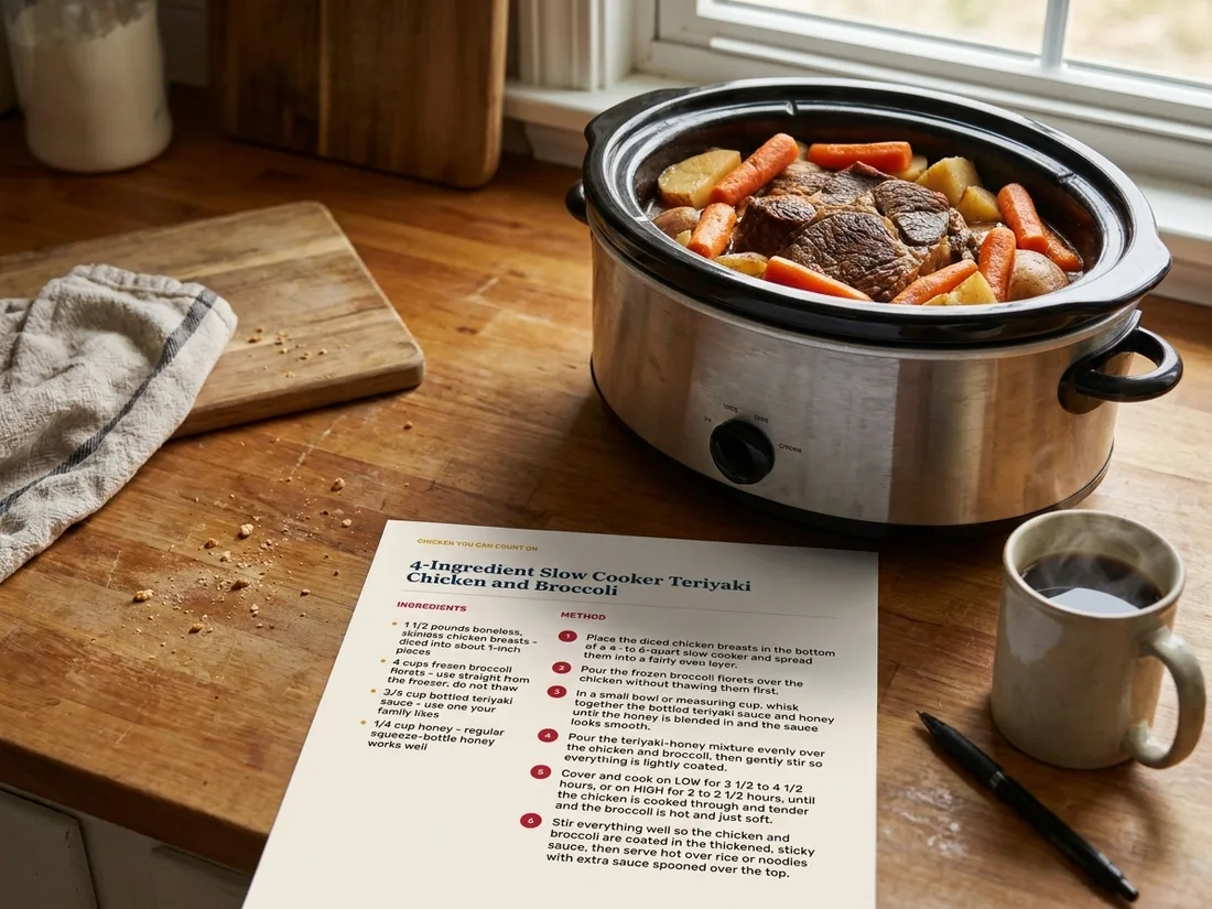 The recipe printed and lying on the kitchen counter