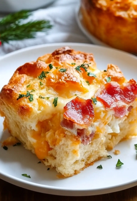 Christmas Morning Bacon, Egg, and Cheese Biscuit Bake: A Festive Family Breakfast