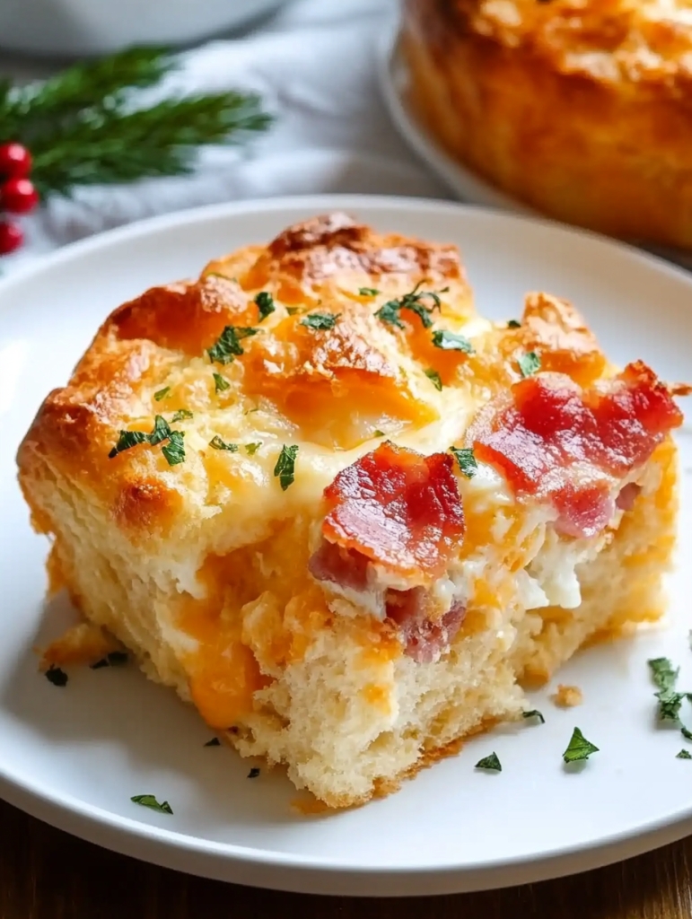 Christmas Morning Bacon, Egg, and Cheese Biscuit Bake: A Festive Family Breakfast