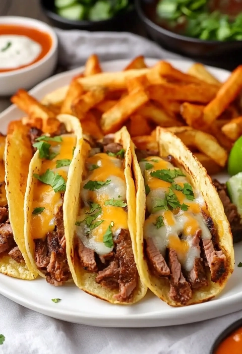 Cheese Steak Tacos with Buffalo Fries: A Bold and Flavorful Twist on Classic Comfort Food