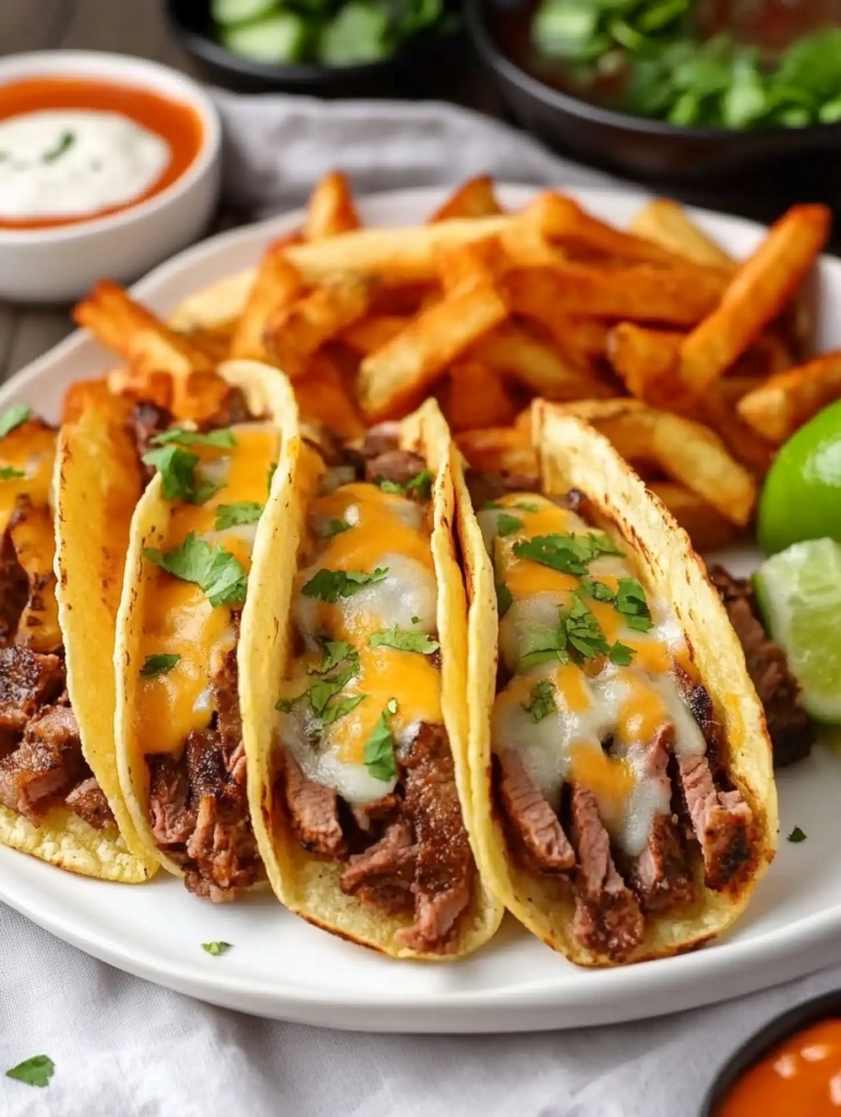 Cheese Steak Tacos with Buffalo Fries: A Bold and Flavorful Twist on Classic Comfort Food