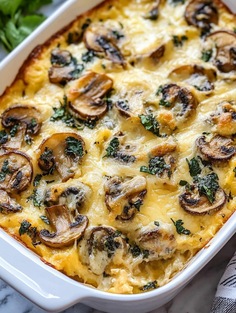 Baked Cheesy Mushroom Casserole