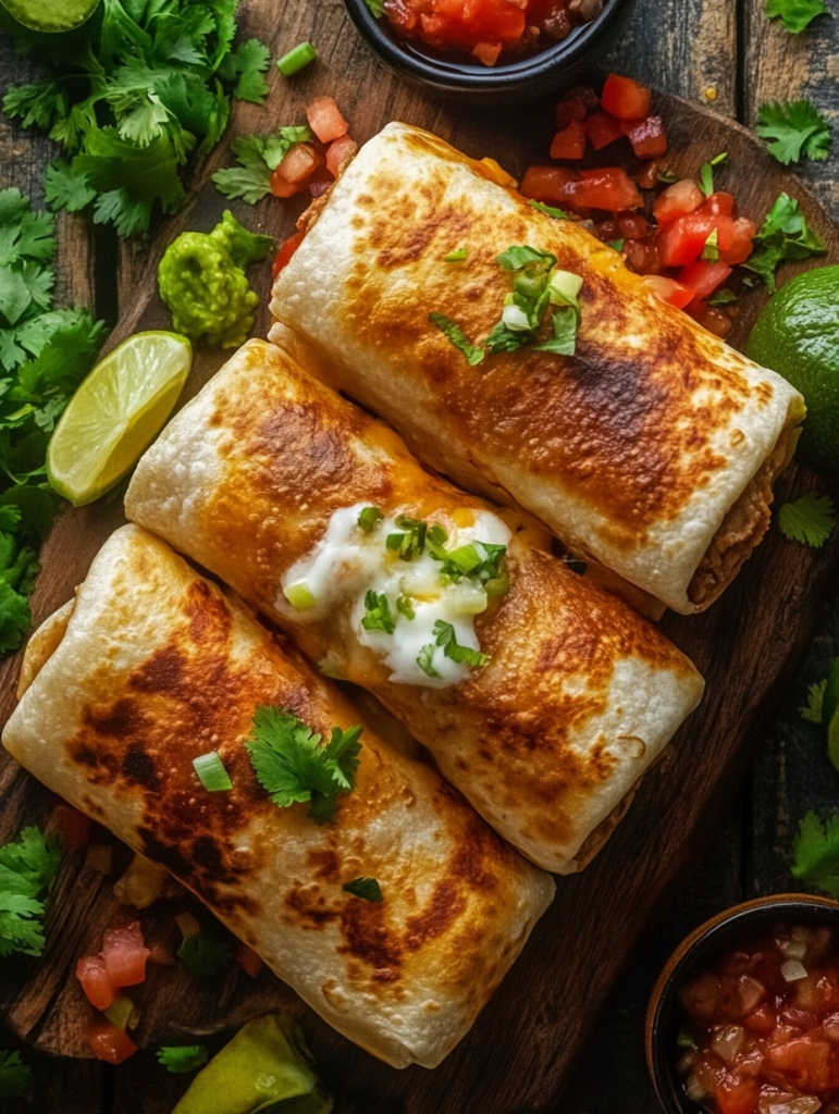 Beef and Cheese Chimichangas