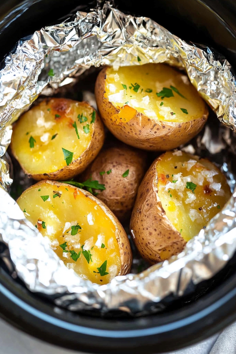 Slow Cooker Foil Baked Potatoes