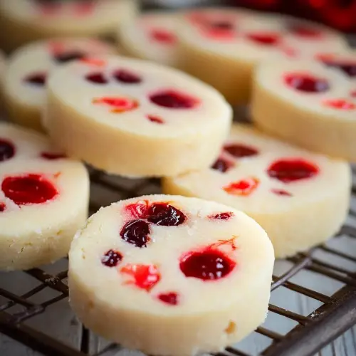 Christmas Maraschino Cherry Shortbread Cookies