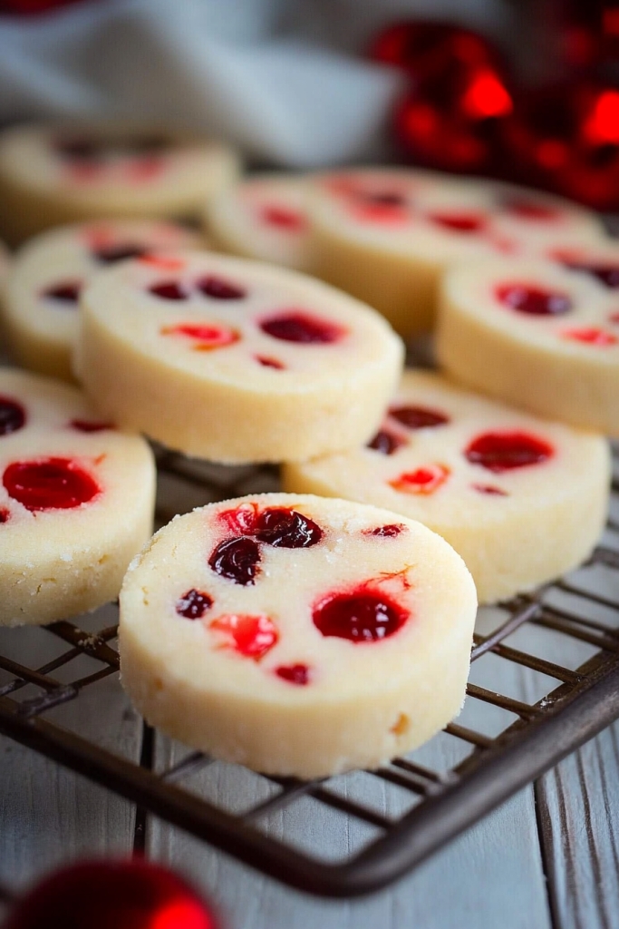 Christmas Maraschino Cherry Shortbread Cookies