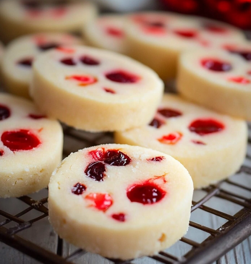 Christmas Maraschino Cherry Shortbread Cookies