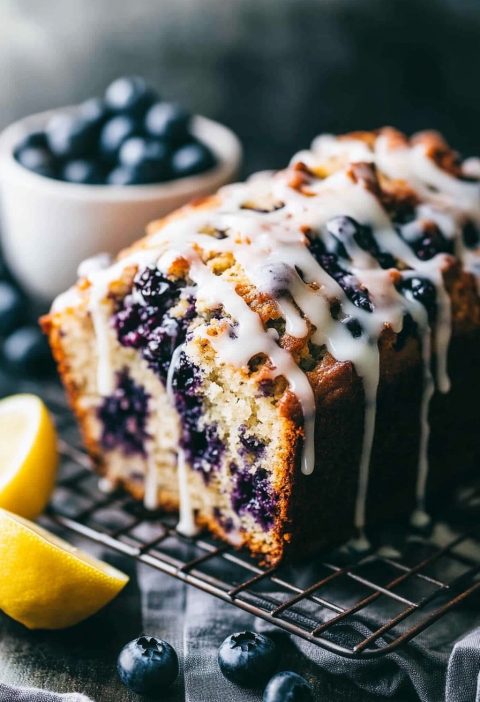 Lemon Blueberry Loaf with Lemon Glaze