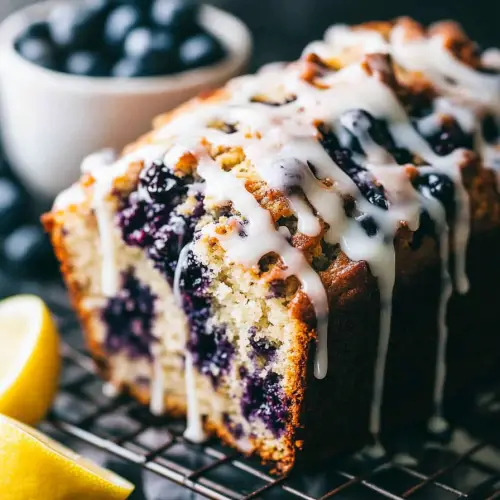Lemon Blueberry Loaf with Lemon Glaze