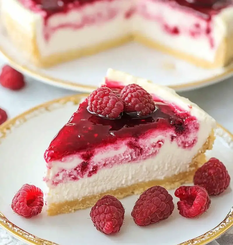 Raspberry Ripple Cheesecake Slice