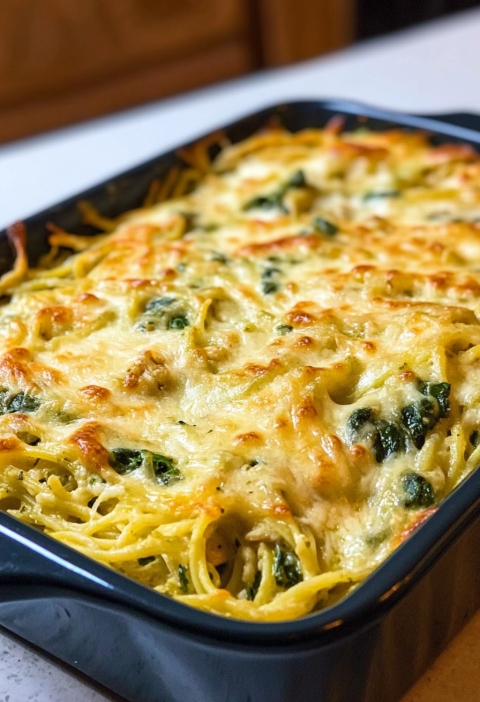 Baked Spinach Chicken Spaghetti