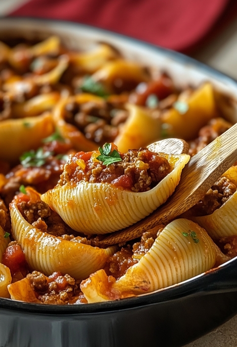EASY MEXICAN PASTA SHELLS WITH GROUND BEEF