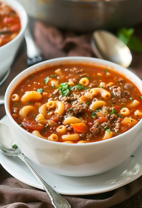 Tomato and Beef Macaroni Soup