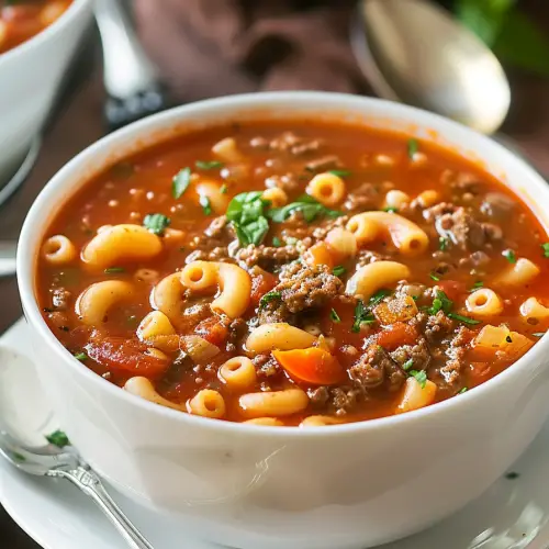 Tomato and Beef Macaroni Soup