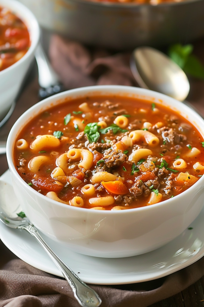 Tomato and Beef Macaroni Soup