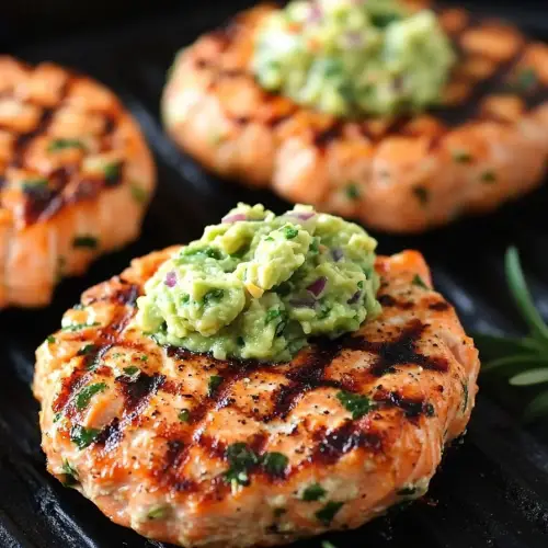 Grilled Salmon Burgers with Avocado Salsa