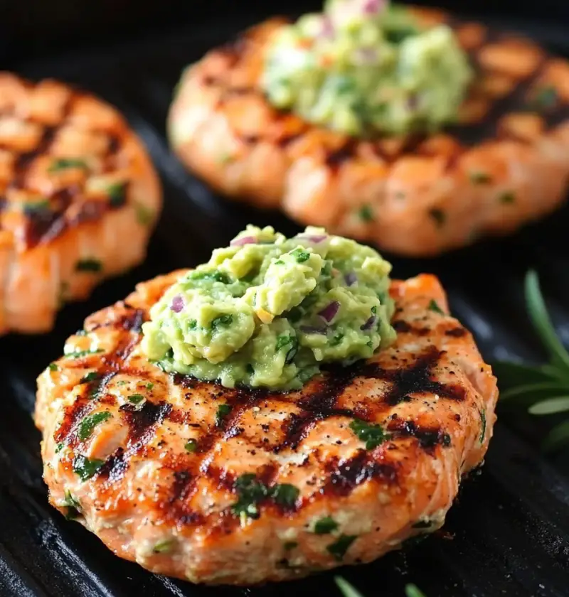 Grilled Salmon Burgers with Avocado Salsa