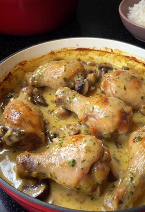 LEGS BAKED WITH CREAM-OF-MUSHROOM
