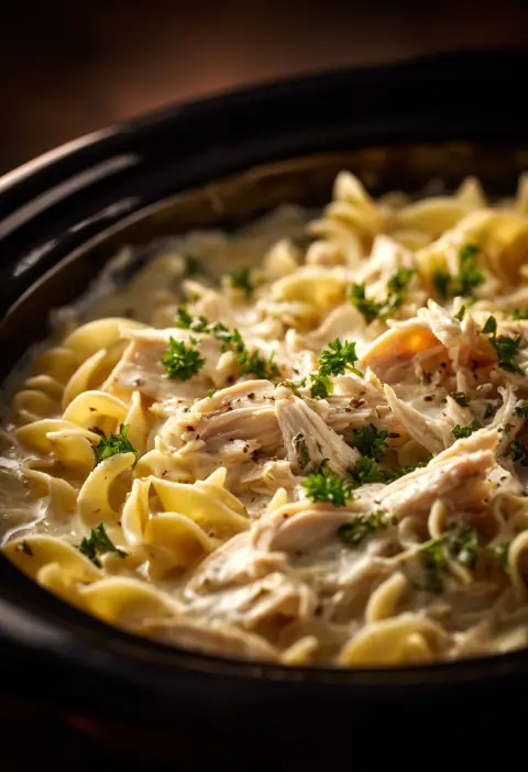 Slow Cooker Amish Chicken and Noodles: The Easiest Hug in a Bowl