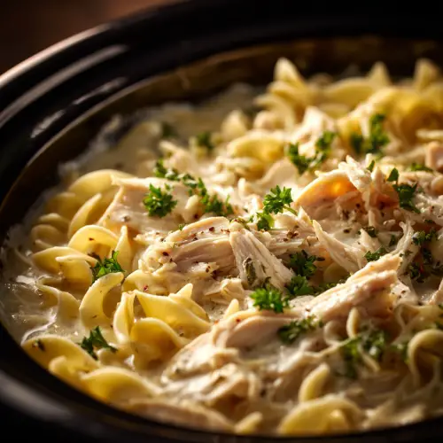Slow Cooker Amish Chicken and Noodles: The Easiest Hug in a Bowl