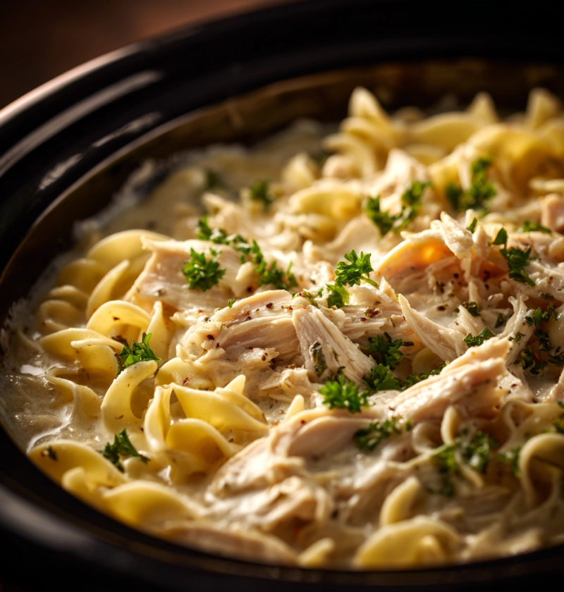 Slow Cooker Amish Chicken and Noodles: The Easiest Hug in a Bowl