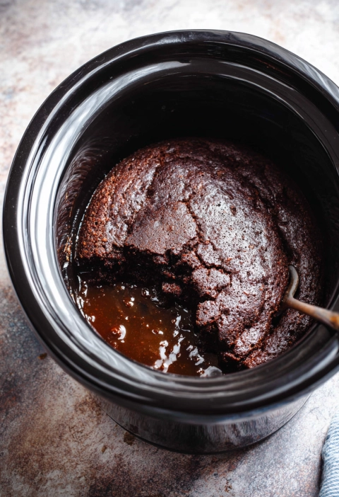 The Easiest Slow Cooker Chocolate Lava Cake (Just 4 Ingredients!)