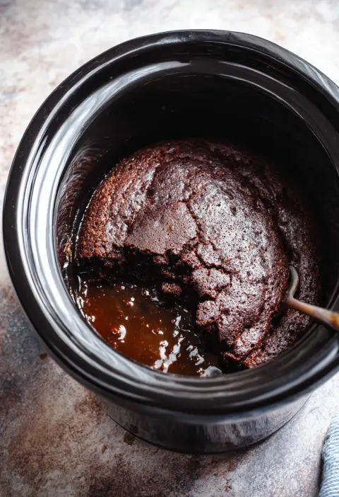 The Easiest Slow Cooker Chocolate Lava Cake (Just 4 Ingredients!)
