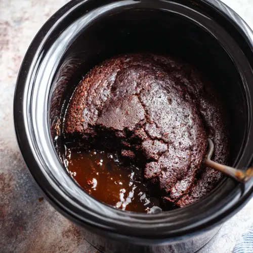 The Easiest Slow Cooker Chocolate Lava Cake (Just 4 Ingredients!)
