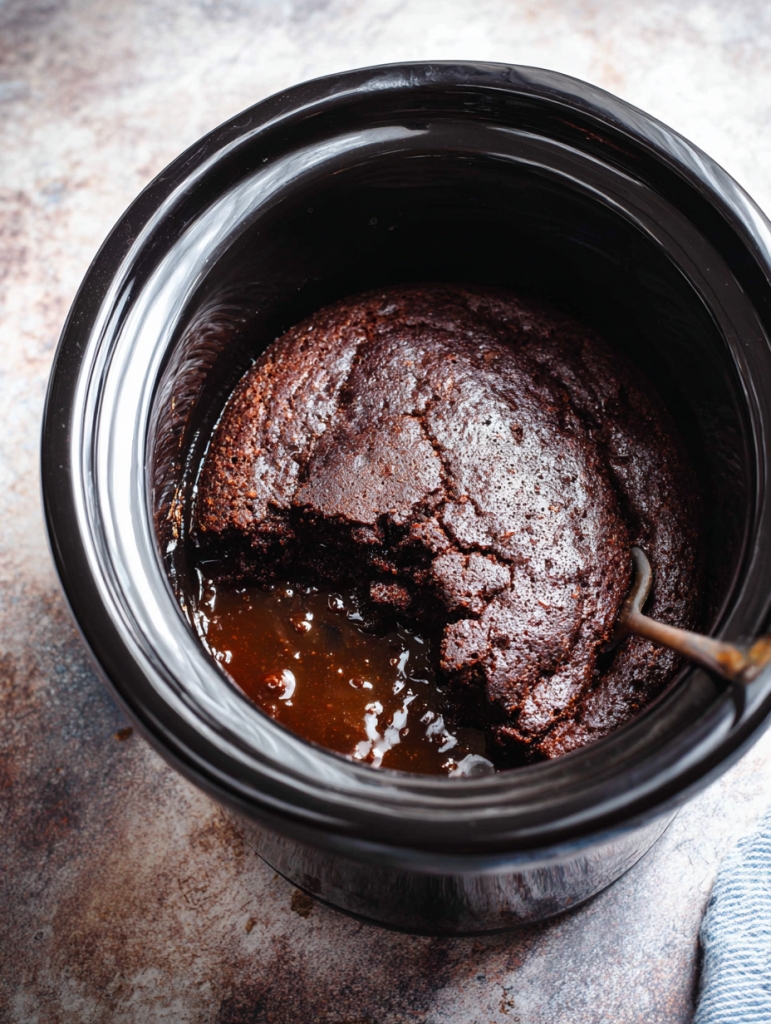 The Easiest Slow Cooker Chocolate Lava Cake (Just 4 Ingredients!)