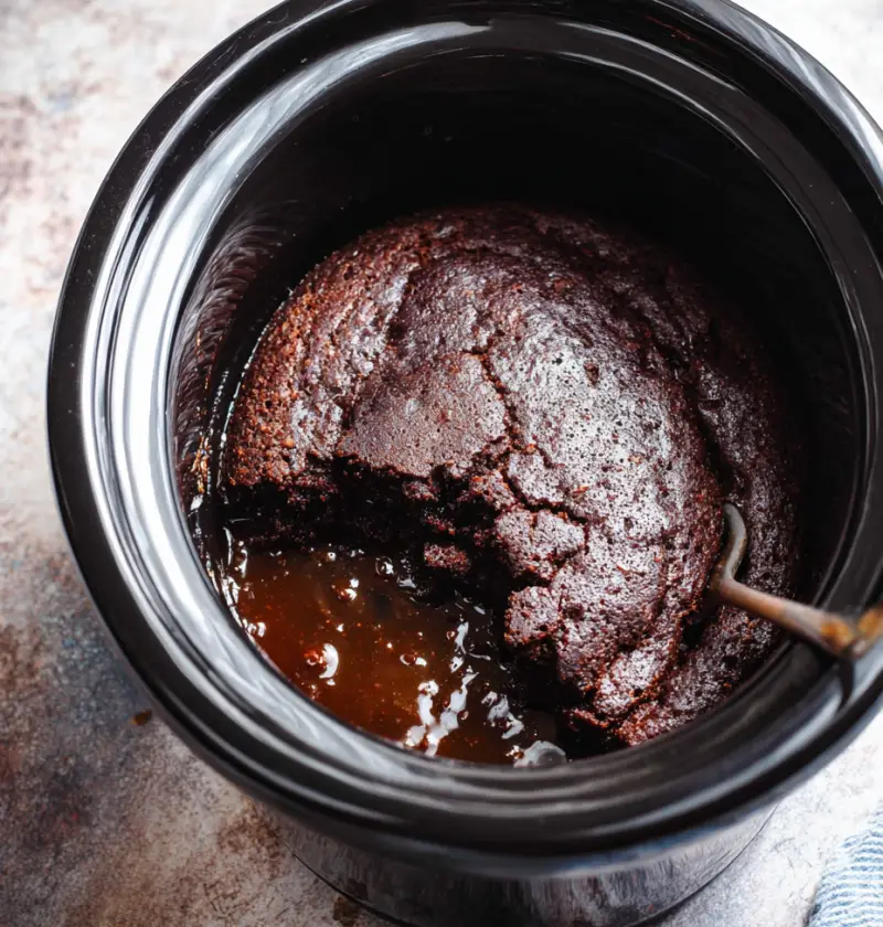 The Easiest Slow Cooker Chocolate Lava Cake (Just 4 Ingredients!)