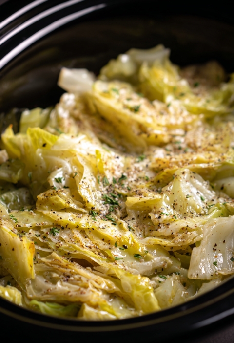 Slow Cooker Garlic Parmesan Whole Cabbage with Lemon Butter