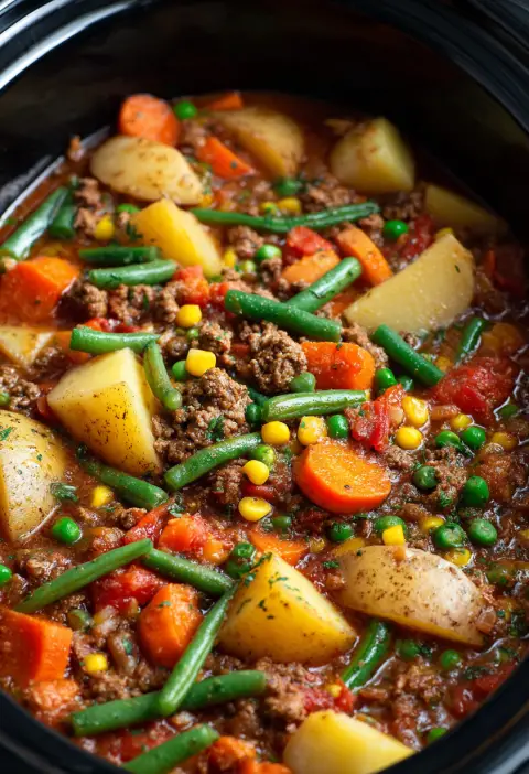 slow cooker ground beef casserole