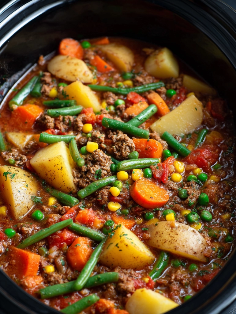 slow cooker ground beef casserole