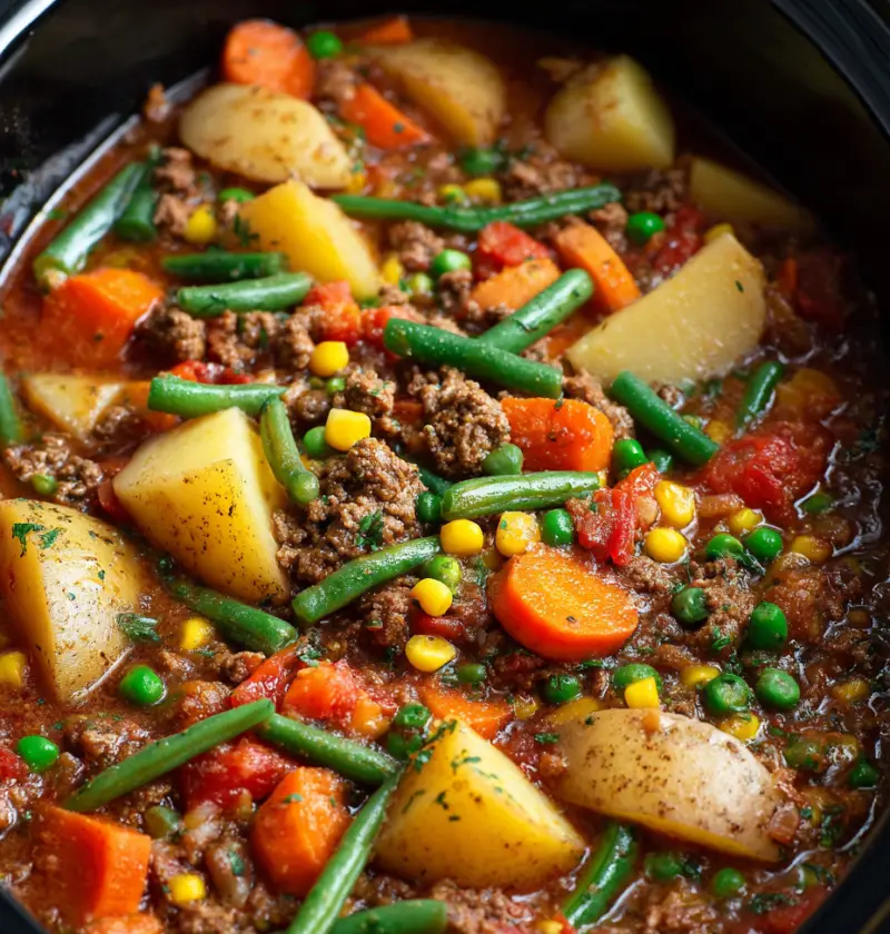 slow cooker ground beef casserole