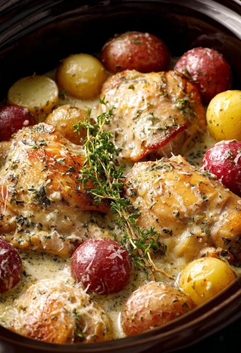Slow Cooker Garlic Parmesan Chicken — The Cozy Dinner You’ll Crave All Year