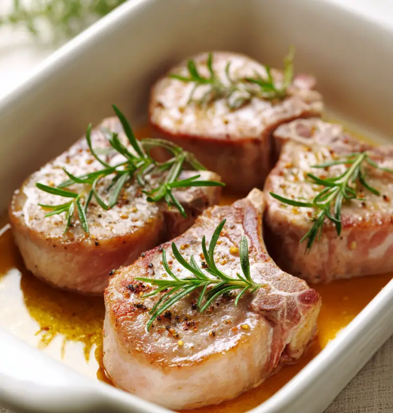 Herb-Infused Smothered Baked Pork Chops with Apple Cider Glaze