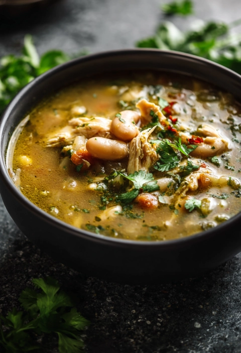 Green Enchilada Chicken Soup with White Beans