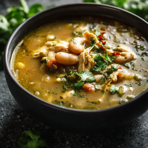 Green Enchilada Chicken Soup with White Beans
