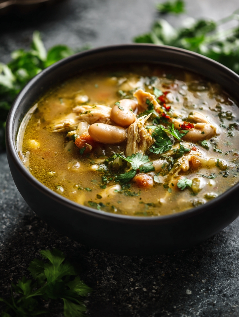 Green Enchilada Chicken Soup with White Beans