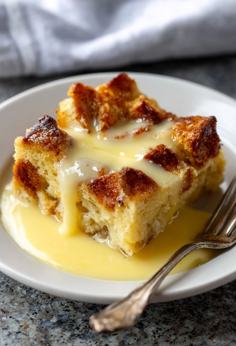 Bread Pudding with Warm Vanilla Custard