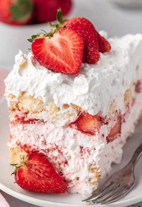 Strawberry Angel Food Cake