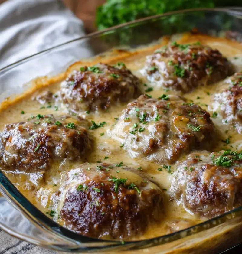 Amish Hamburger Steak Bake — The Kind of Meal That Feels Like Home