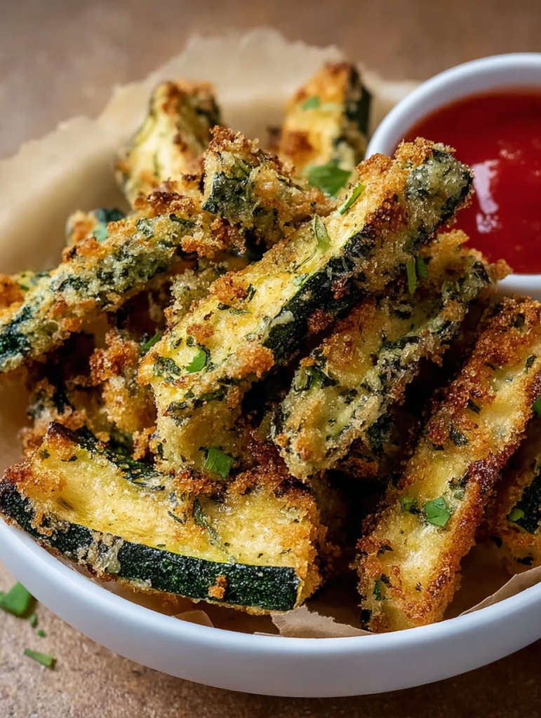 Herb-Infused Baked Zucchini Fries with Almond Flour