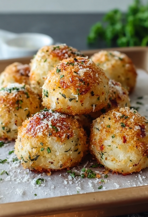 Herb-Infused Baked Potato Balls with Parmesan
