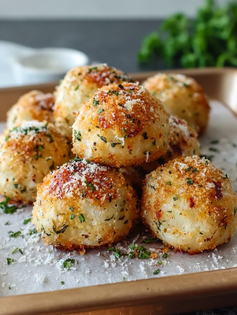 Herb-Infused Baked Potato Balls with Parmesan