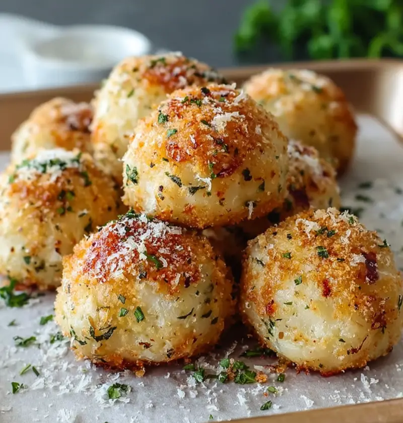 Herb-Infused Baked Potato Balls with Parmesan