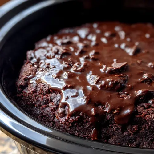 Slow Cooker 4-Ingredient Hot Fudge Brownies