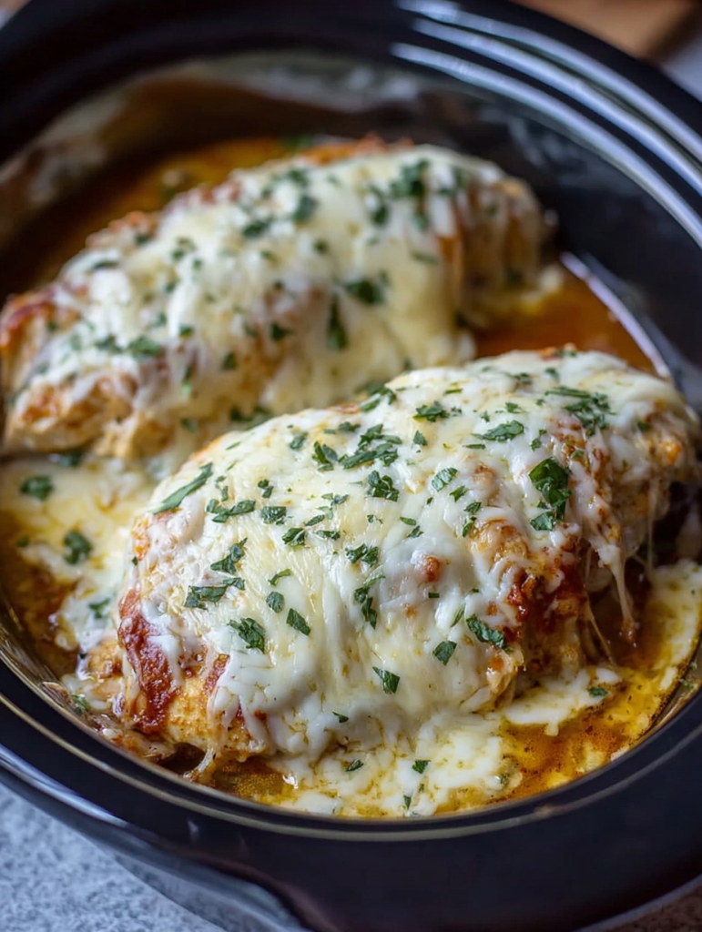 Slow Cooker Cheesy Mozzarella Chicken